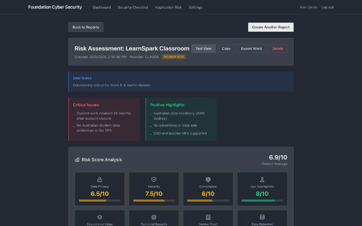 App Risk Reporter screenshot