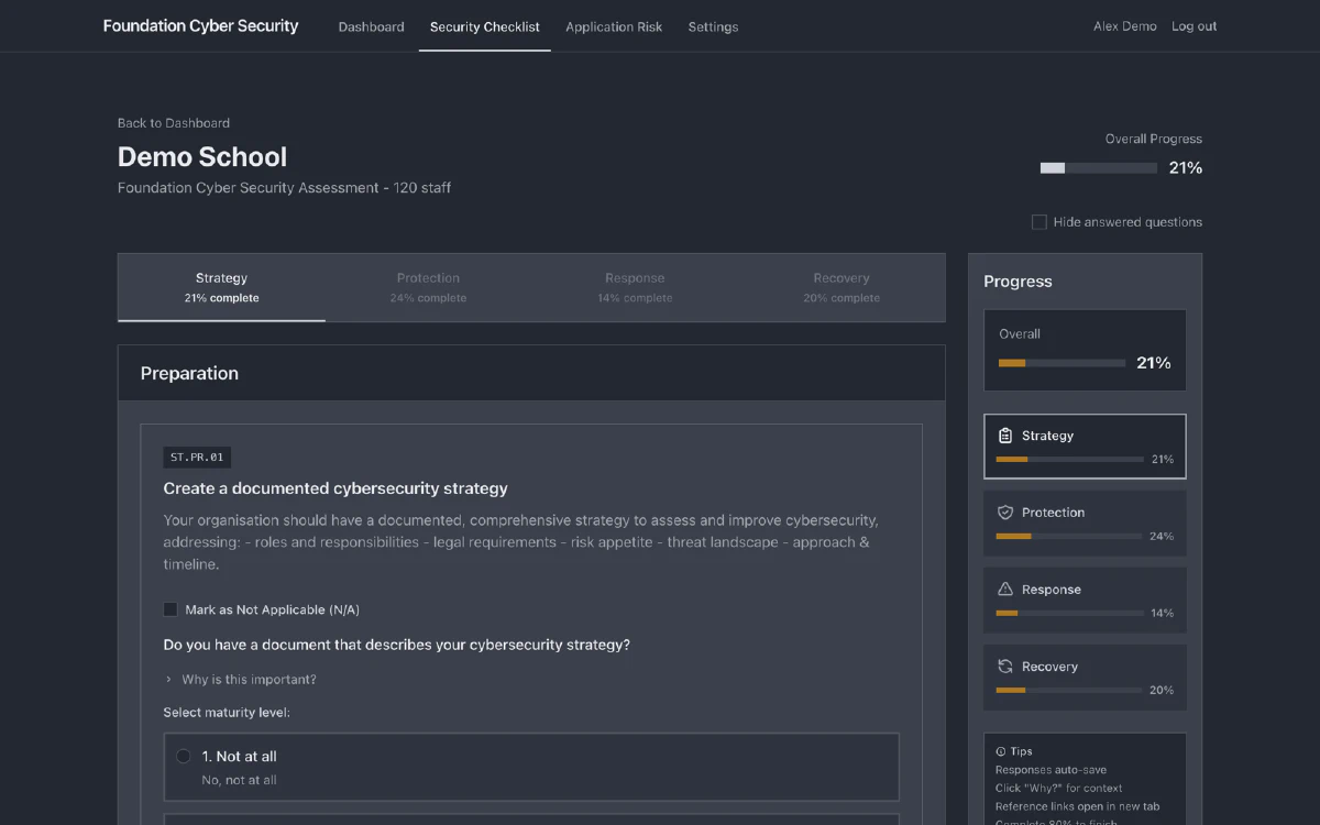 Foundation Cyber Security Check screenshot